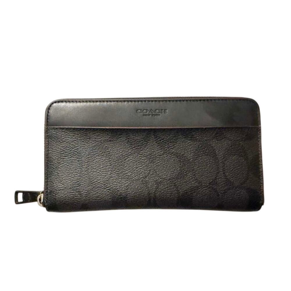 Coach ACCORDION WALLET (COACH F25517) BLACK Signature coated canvas logo